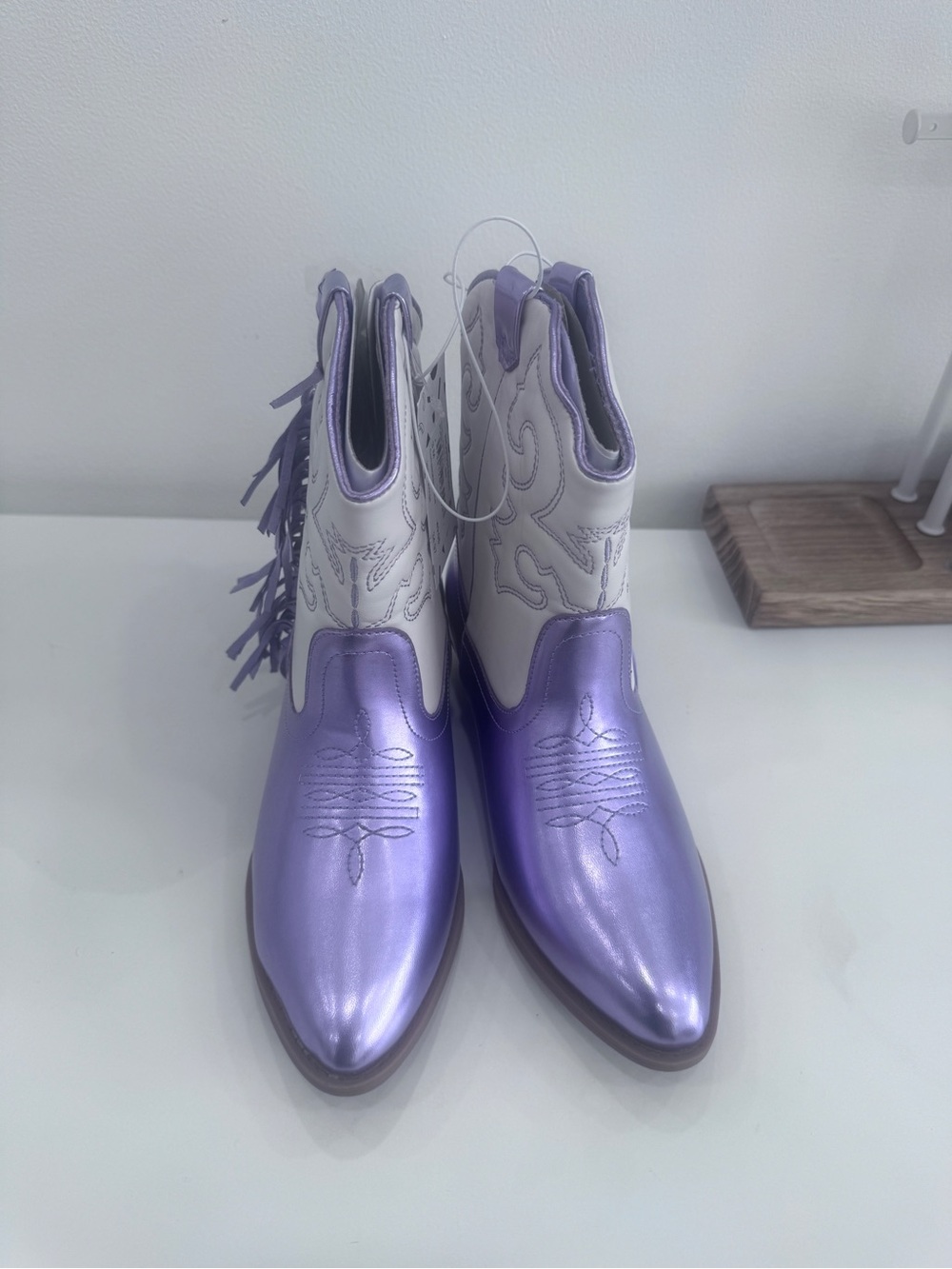 Harper Canyon Lavender Metallic Western Ankle Boots with Cream Shaft